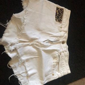 White high rise cutoff shorts